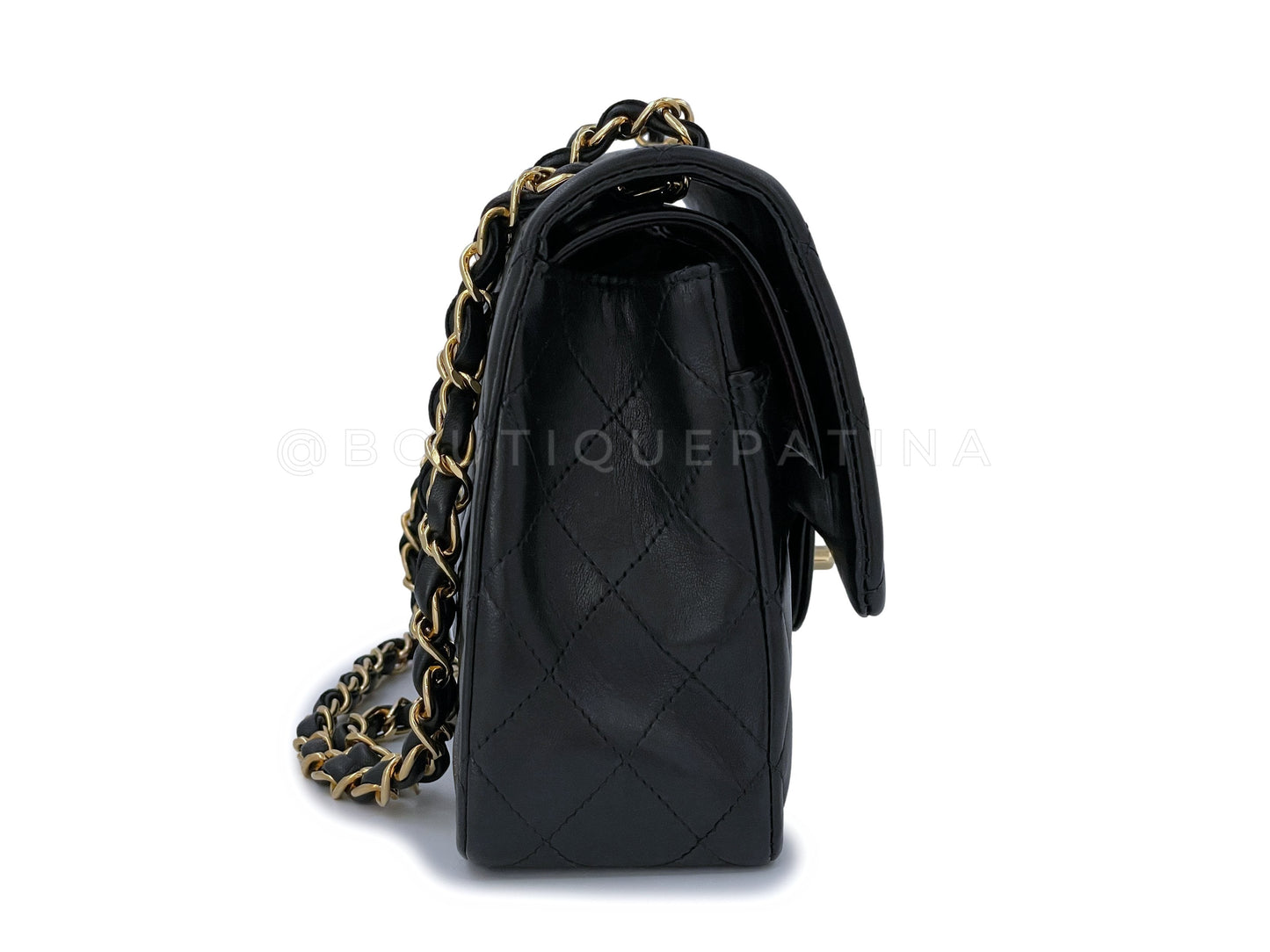 Chanel 2003 Vintage Black Lambskin Medium Classic Double Flap Bag 24k GHW