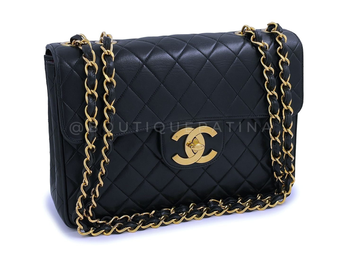 Chanel 1994 Vintage Black Jumbo Classic Flap Bag 24k GHW