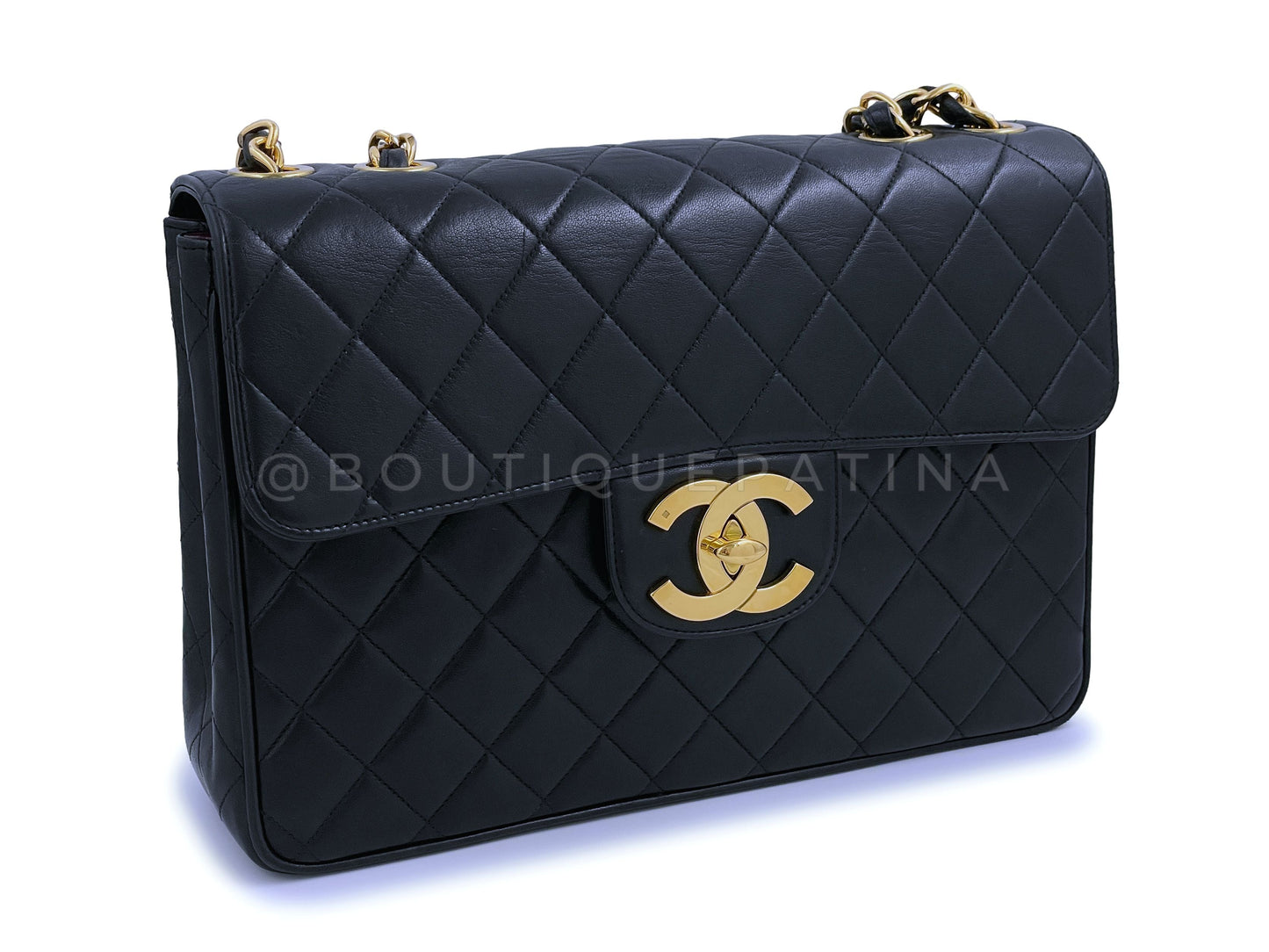 Chanel 1994 Vintage Black Jumbo Classic Flap Bag 24k GHW