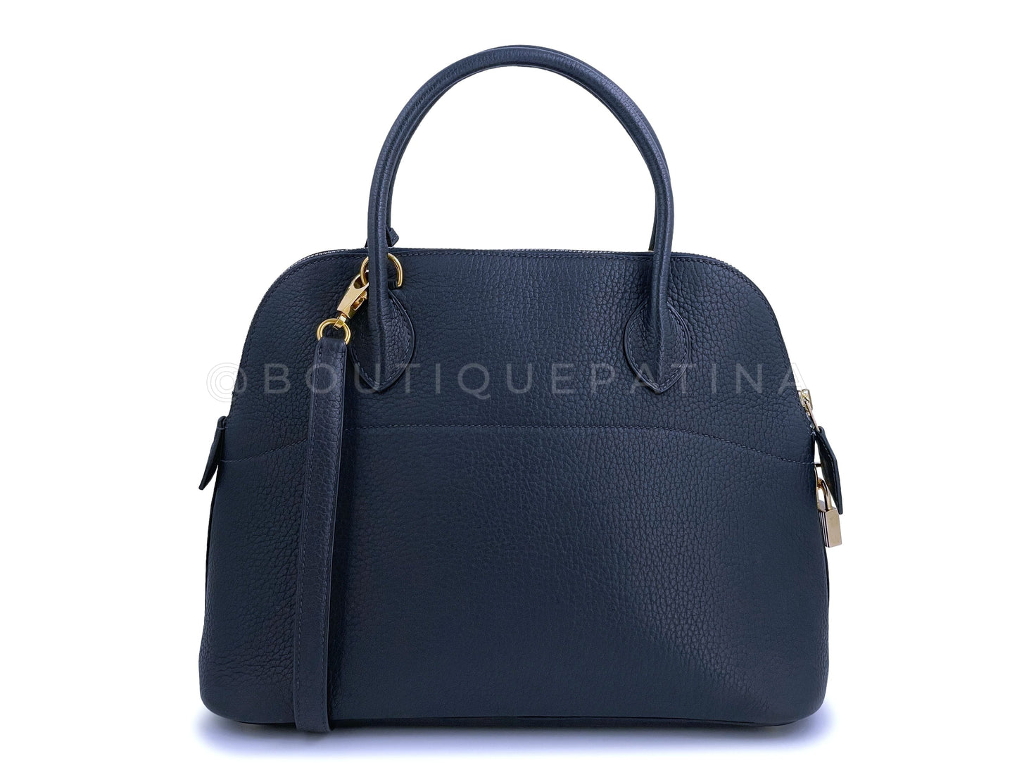 Hermes Bolide 31 Bag Shoulder Tote Indigo Blue Fjord GHW