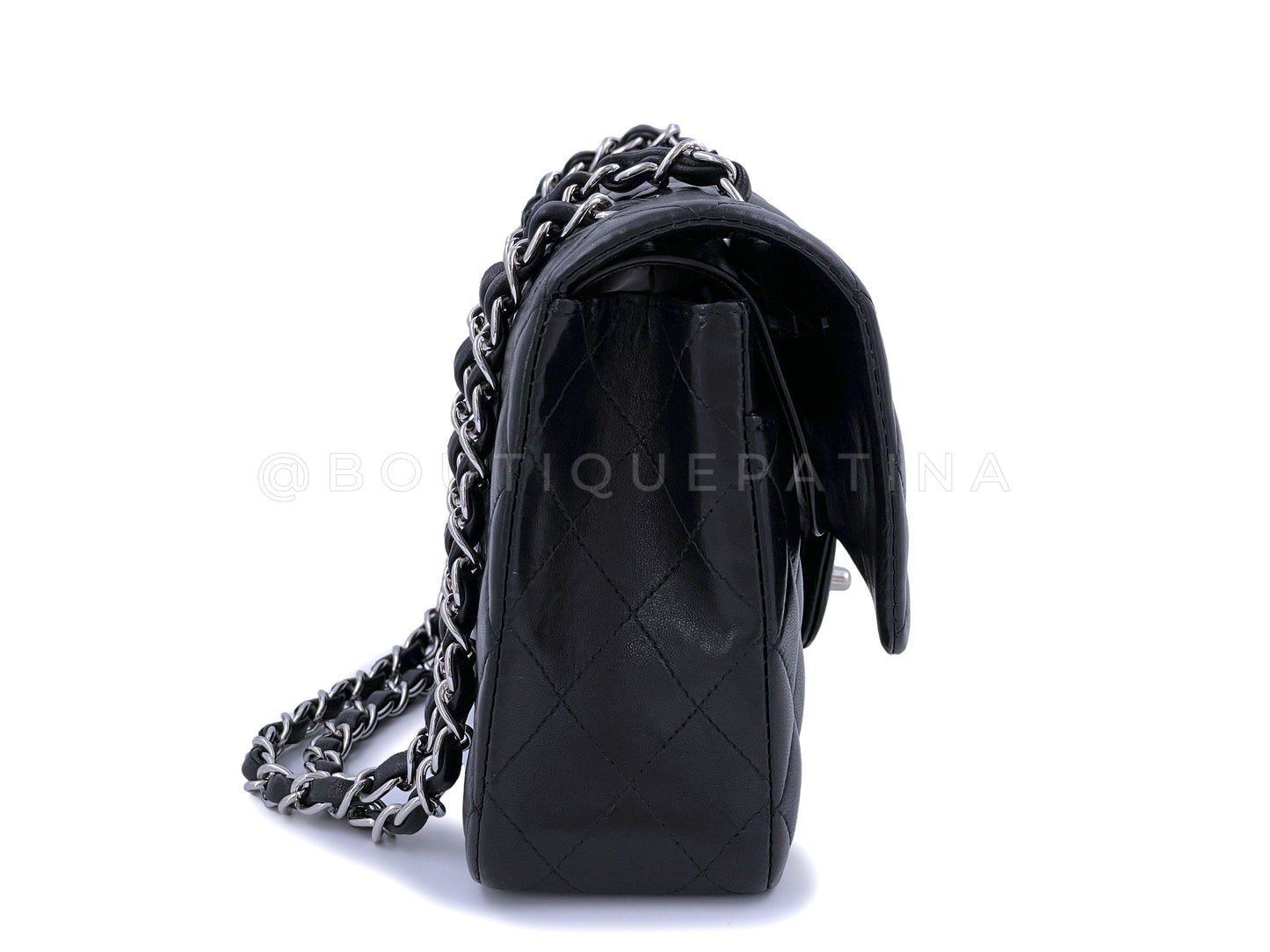 Pristine Chanel Vintage Black Medium Classic Double Flap Bag SHW Lambskin 2LS