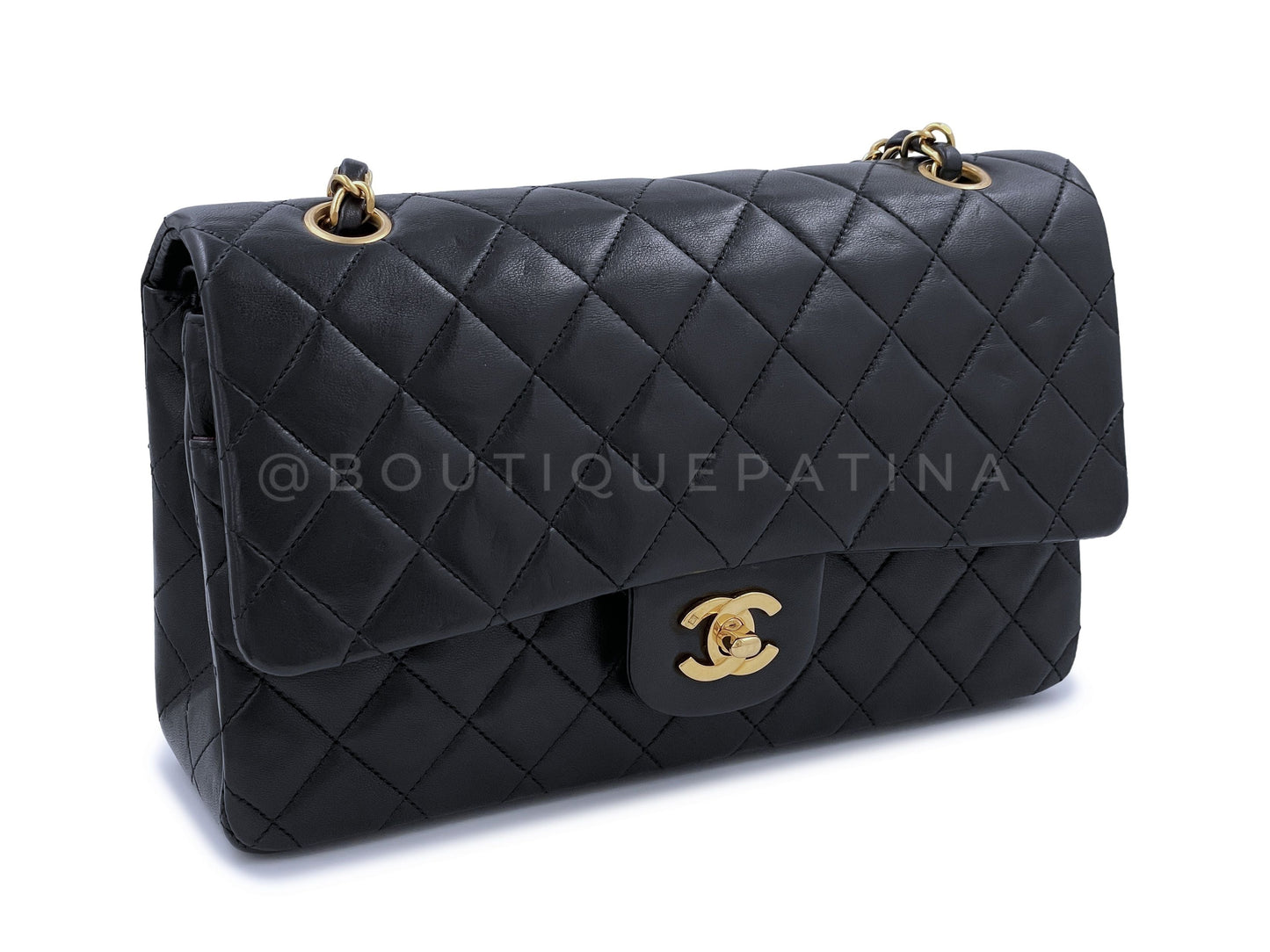 Chanel 1996 Vintage Black Medium Classic Double Flap Bag 24k GHW