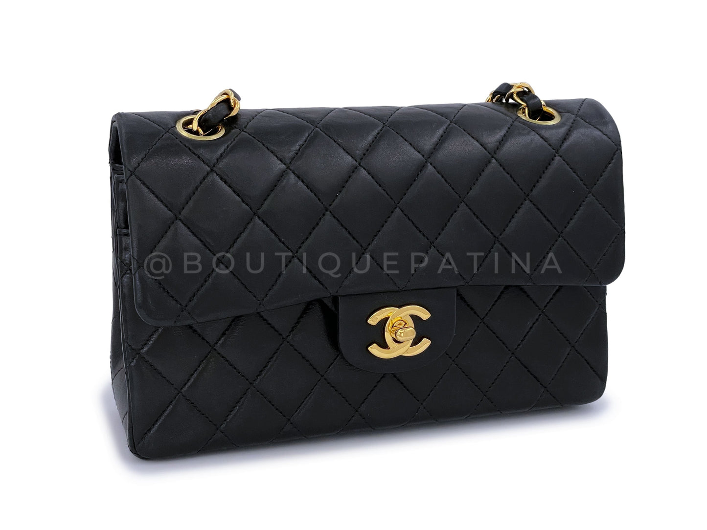 Chanel 1998 Vintage Black Small Classic Double Flap Bag 24k GHW