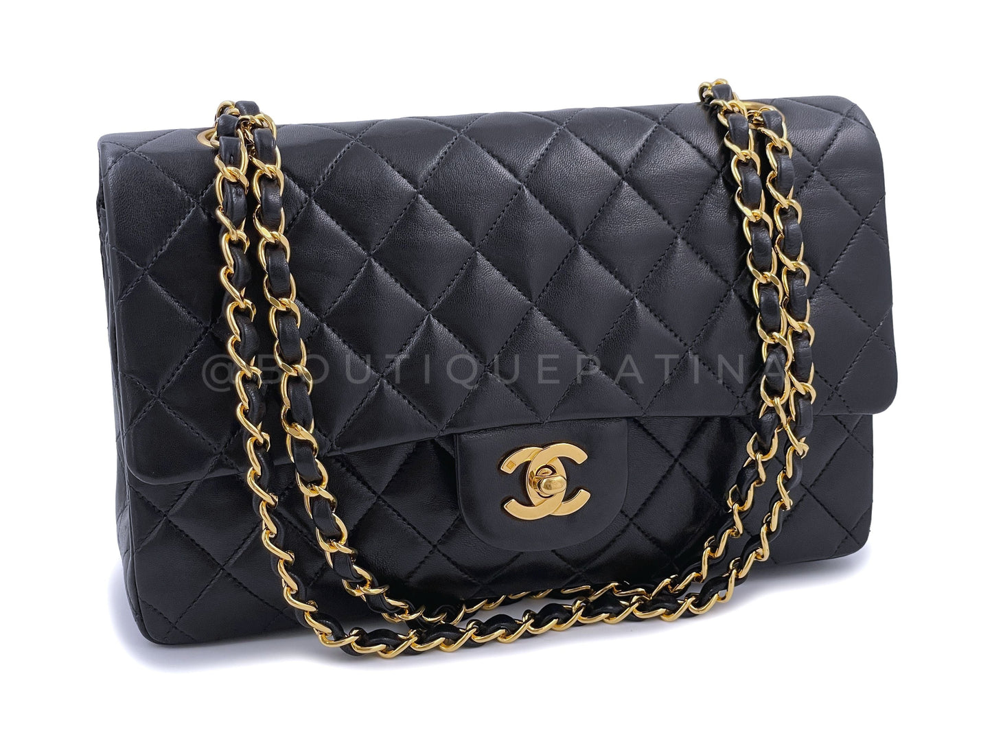 Chanel 1996 Vintage Black Medium Classic Double Flap Bag 24k GHW