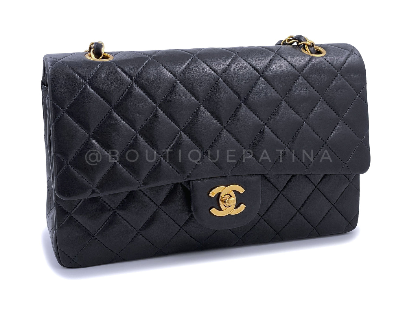 Chanel 1996 Vintage Black Medium Classic Double Flap Bag 24k GHW