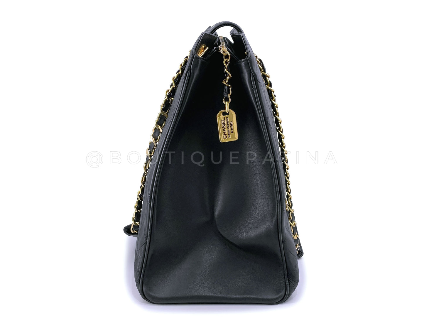 Chanel Vintage Black Supermodel XL Weekender Tote Bag 24k GHW