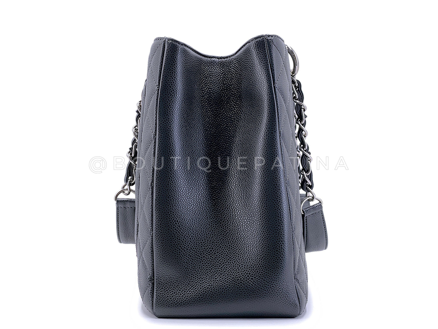 Chanel Dark Gray Caviar Grand Shopper Tote XL GST Bag SHW