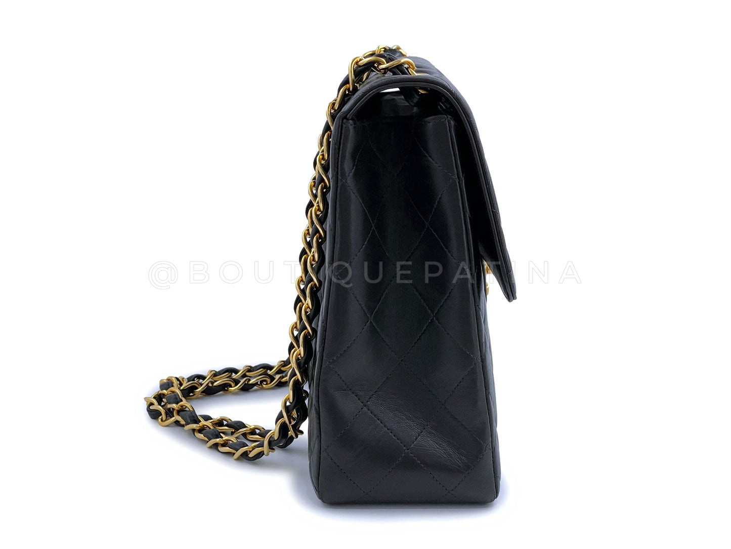 Chanel Vintage 1996 Jumbo Classic Flap Bag 24k GHW Black Lambskin