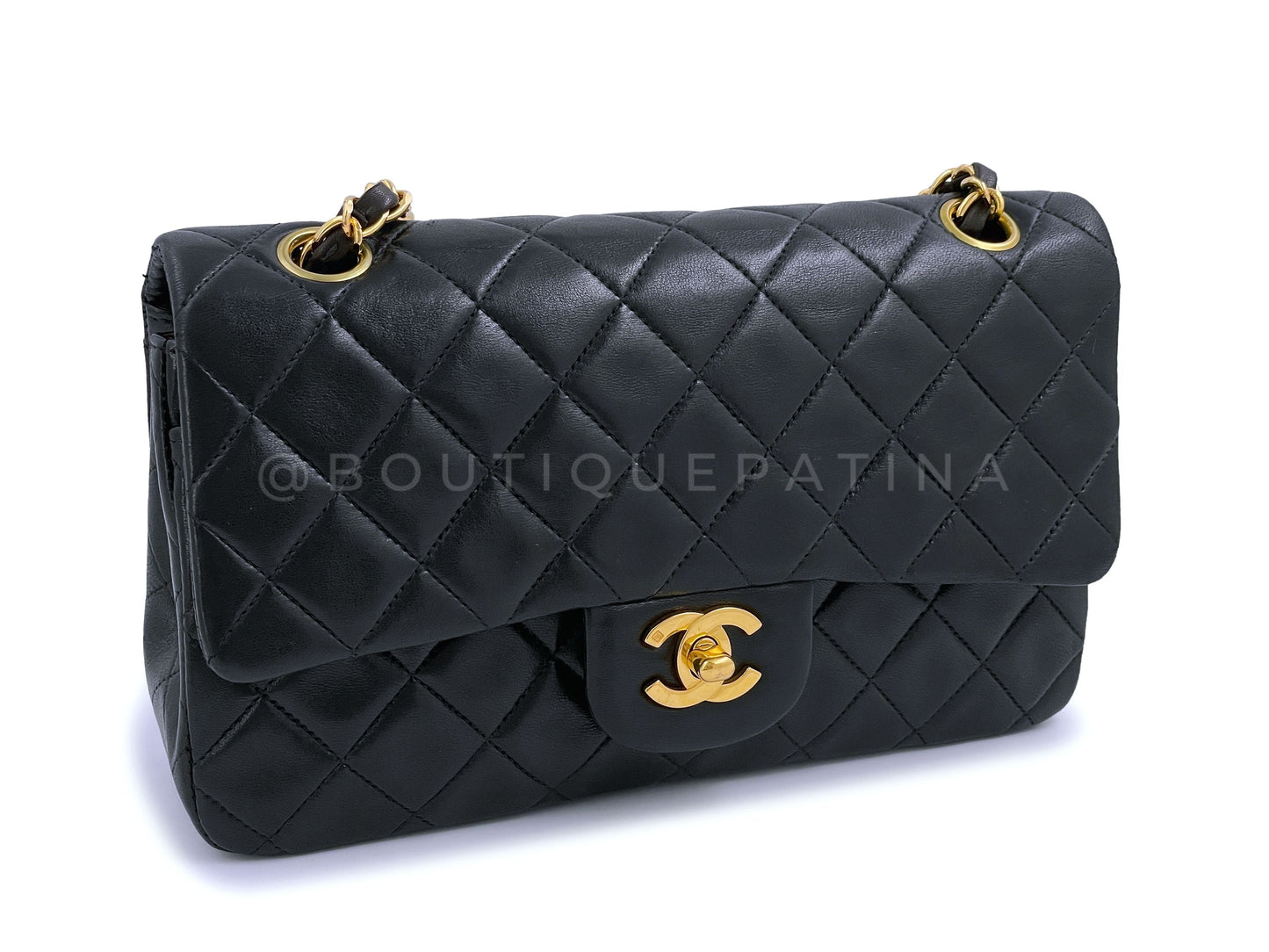 Chanel Vintage 1996 Black Small Classic Double Flap Bag 24k GHW