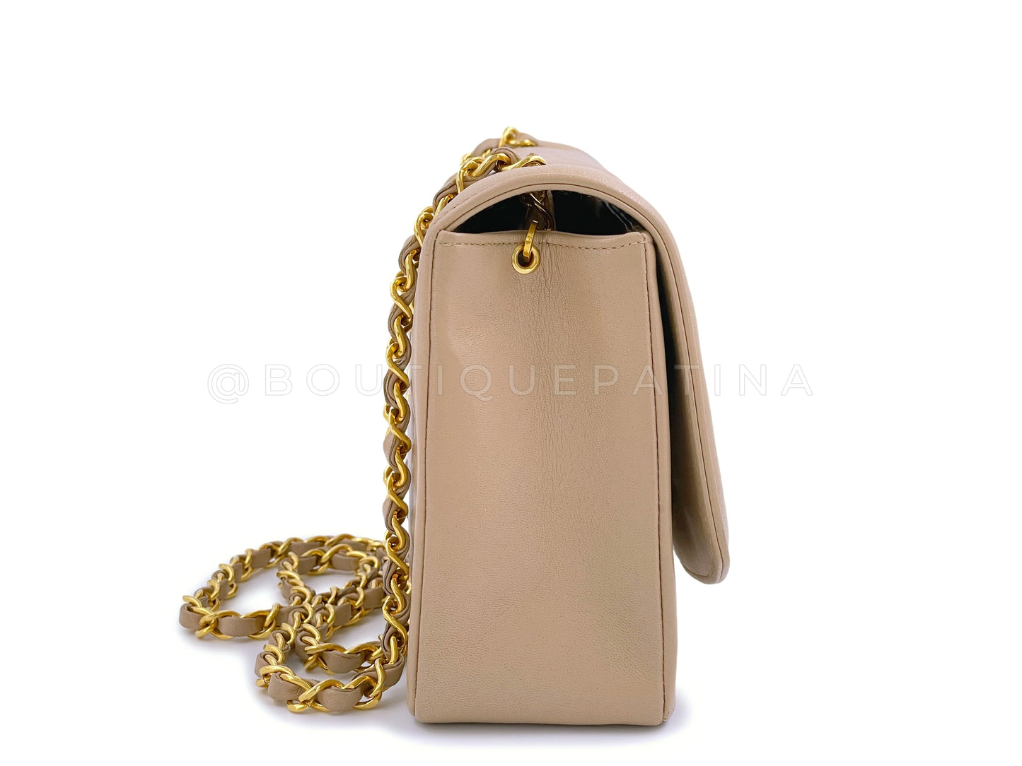 Chanel 1991 Vintage "Milk Tea" Beige Diana Flap Bag Medium 24k GHW