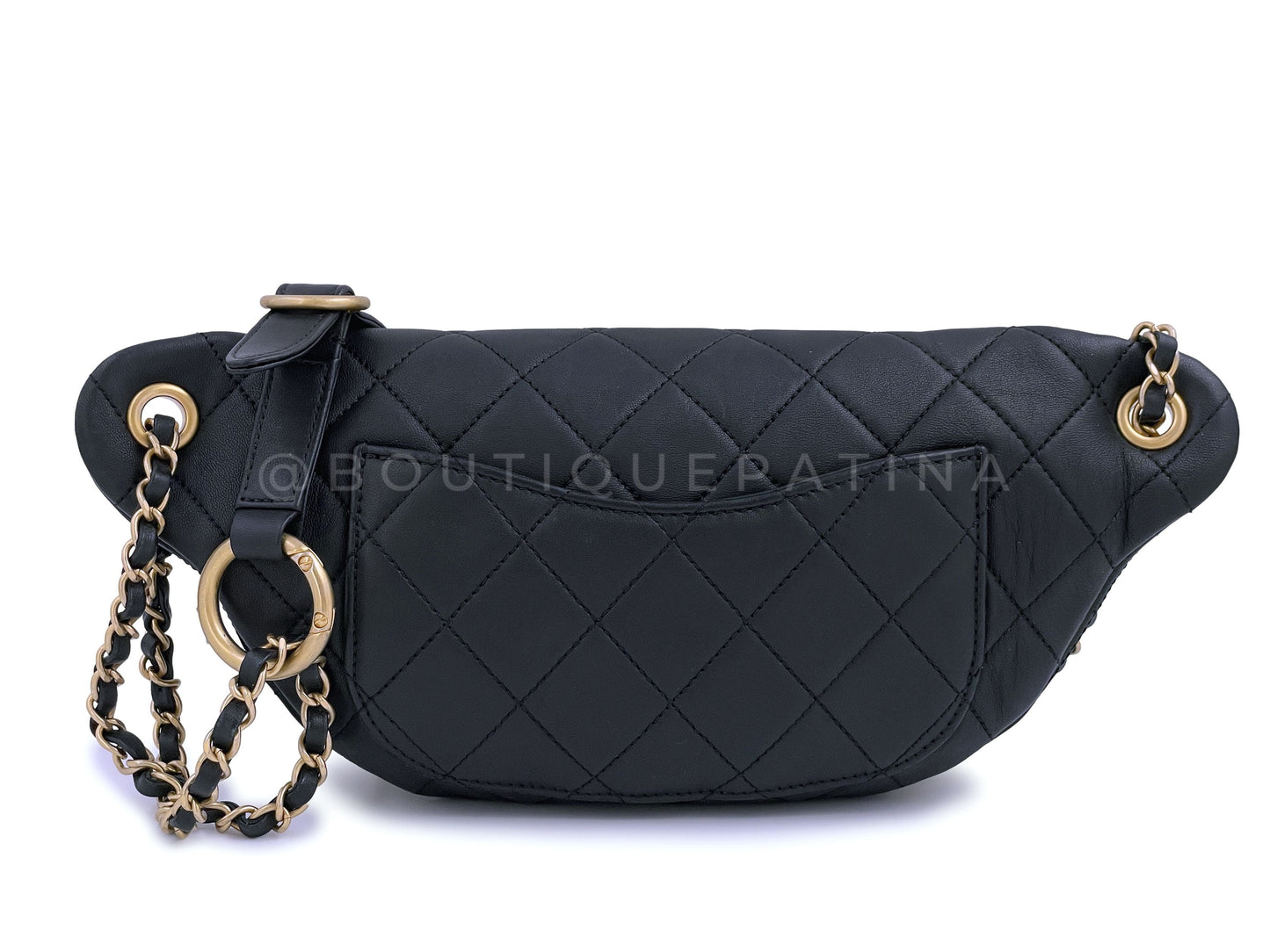 Limited 19A Chanel All About Chains XL Fanny Pack Waist Bag Gold Pearl