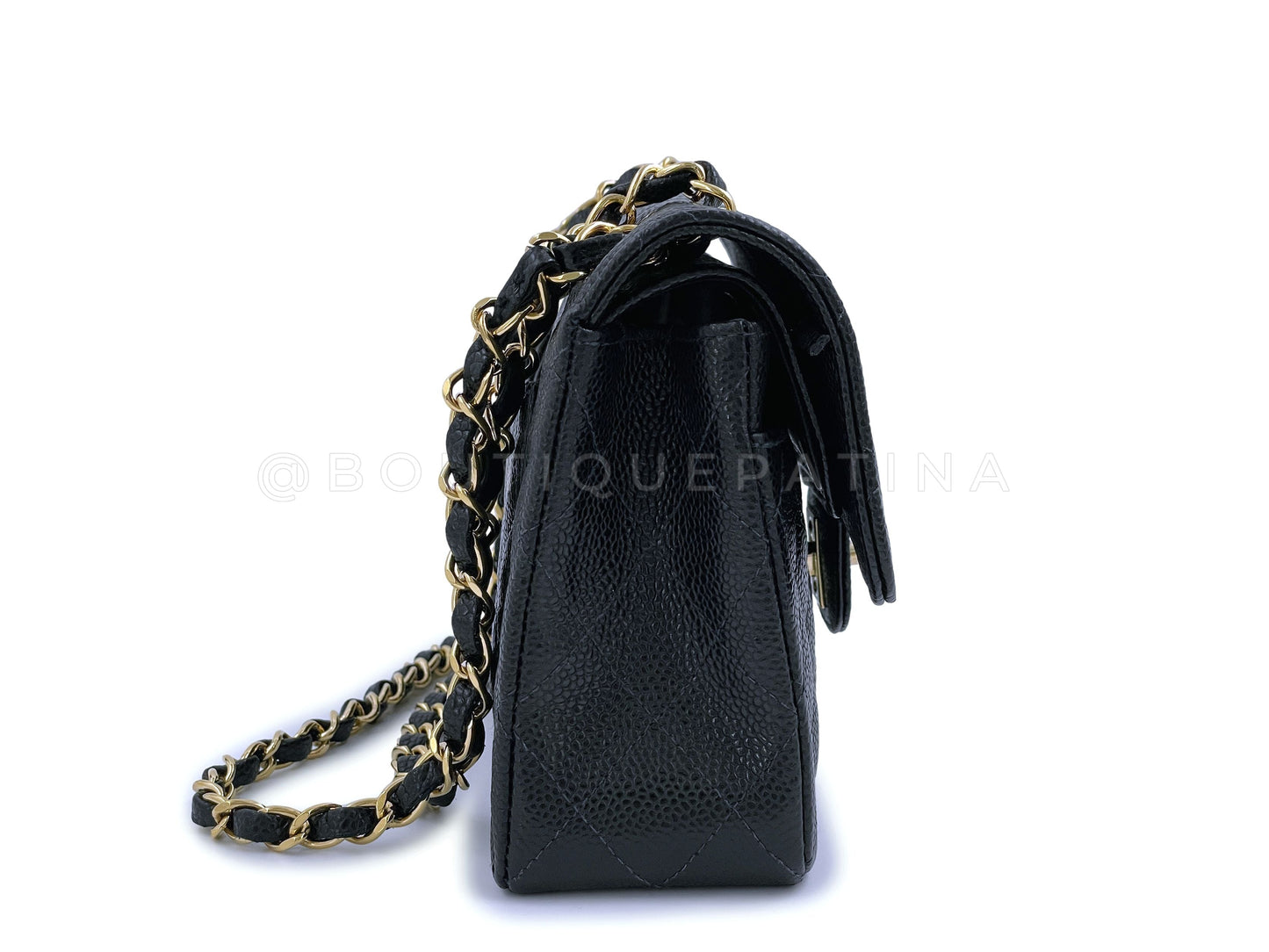 Chanel Vintage 2003 Black Caviar Small Classic Double Flap Bag 24k GHW