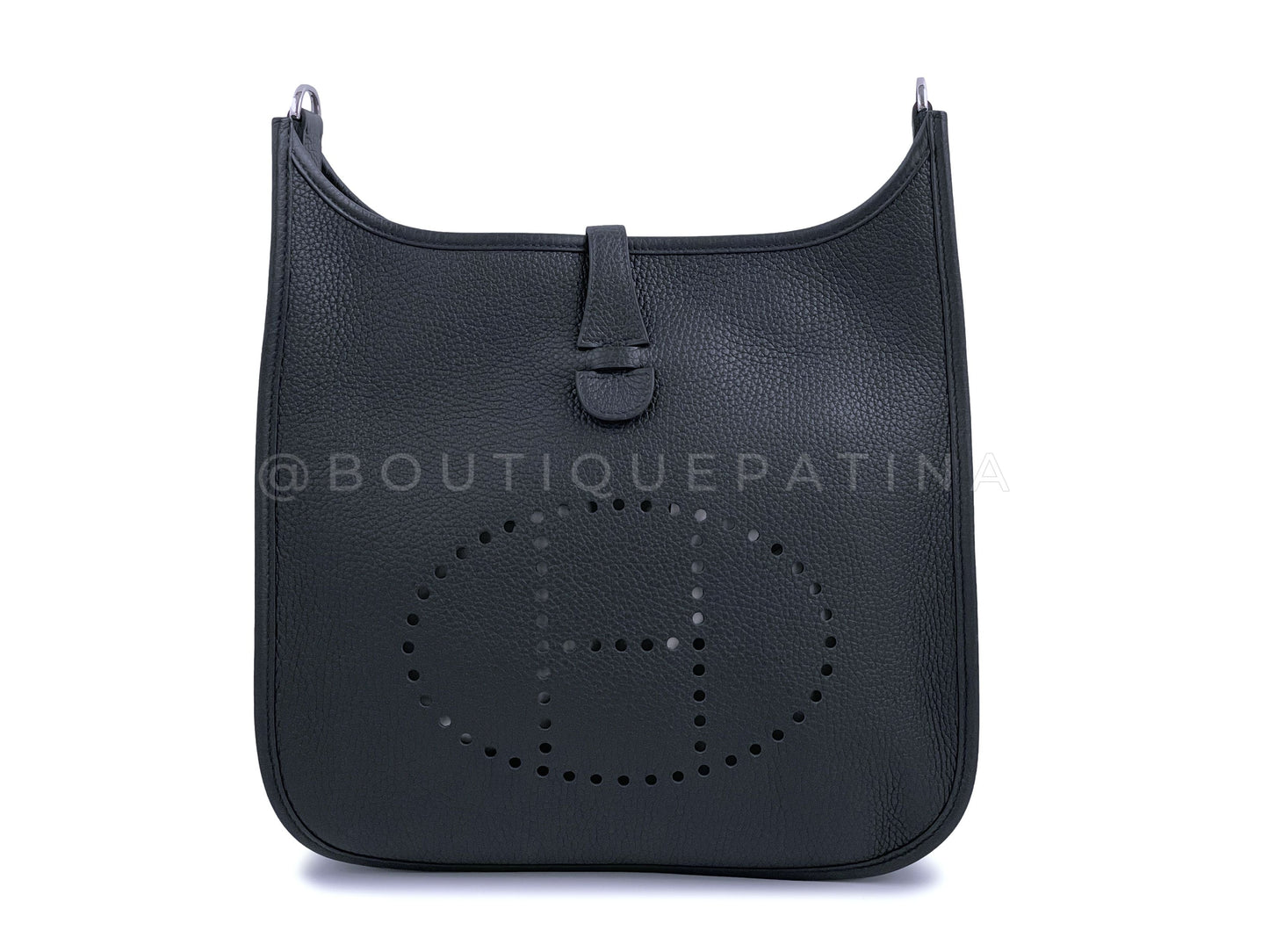 NIB Hermes Black Evelyne III PM 29cm Bag PHW Clemence