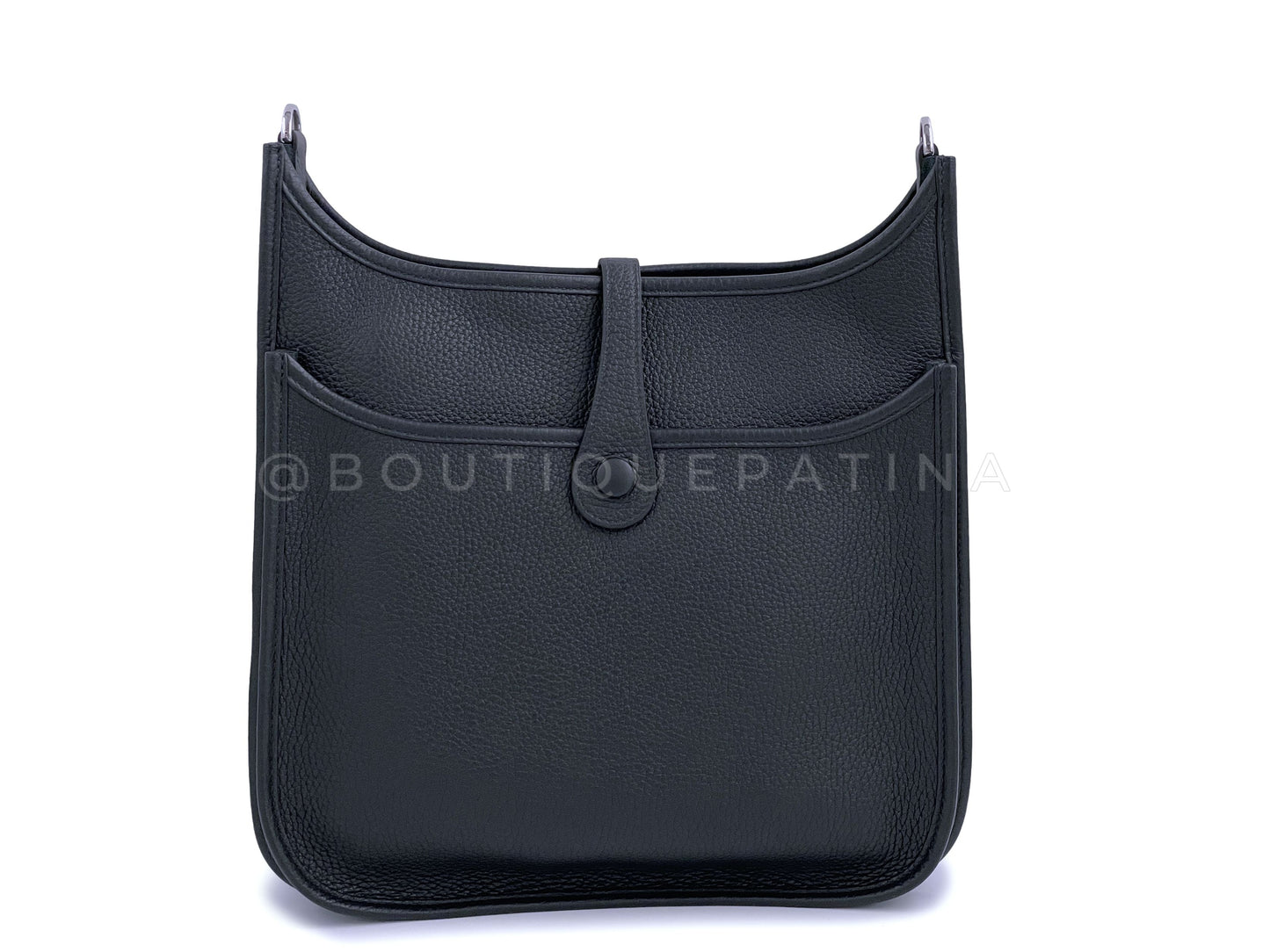NIB Hermes Black Evelyne III PM 29cm Bag PHW Clemence