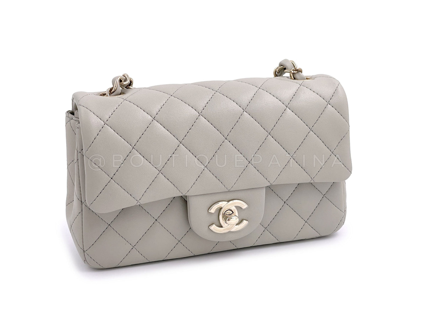 NIB 22C Chanel Gray Rectangular Mini Flap Bag GHW Gris