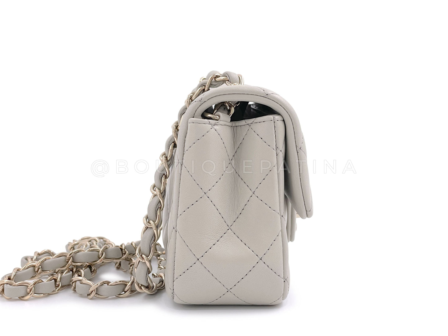 NIB 22C Chanel Gray Rectangular Mini Flap Bag GHW Gris