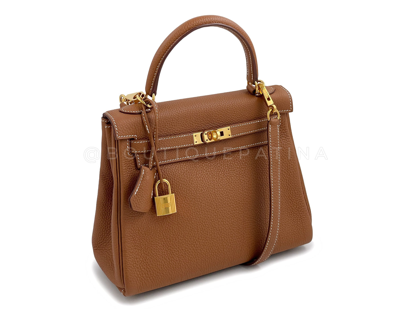 Pristine Hermes 25cm Kelly Bag Gold Togo Retourne 24k GHW