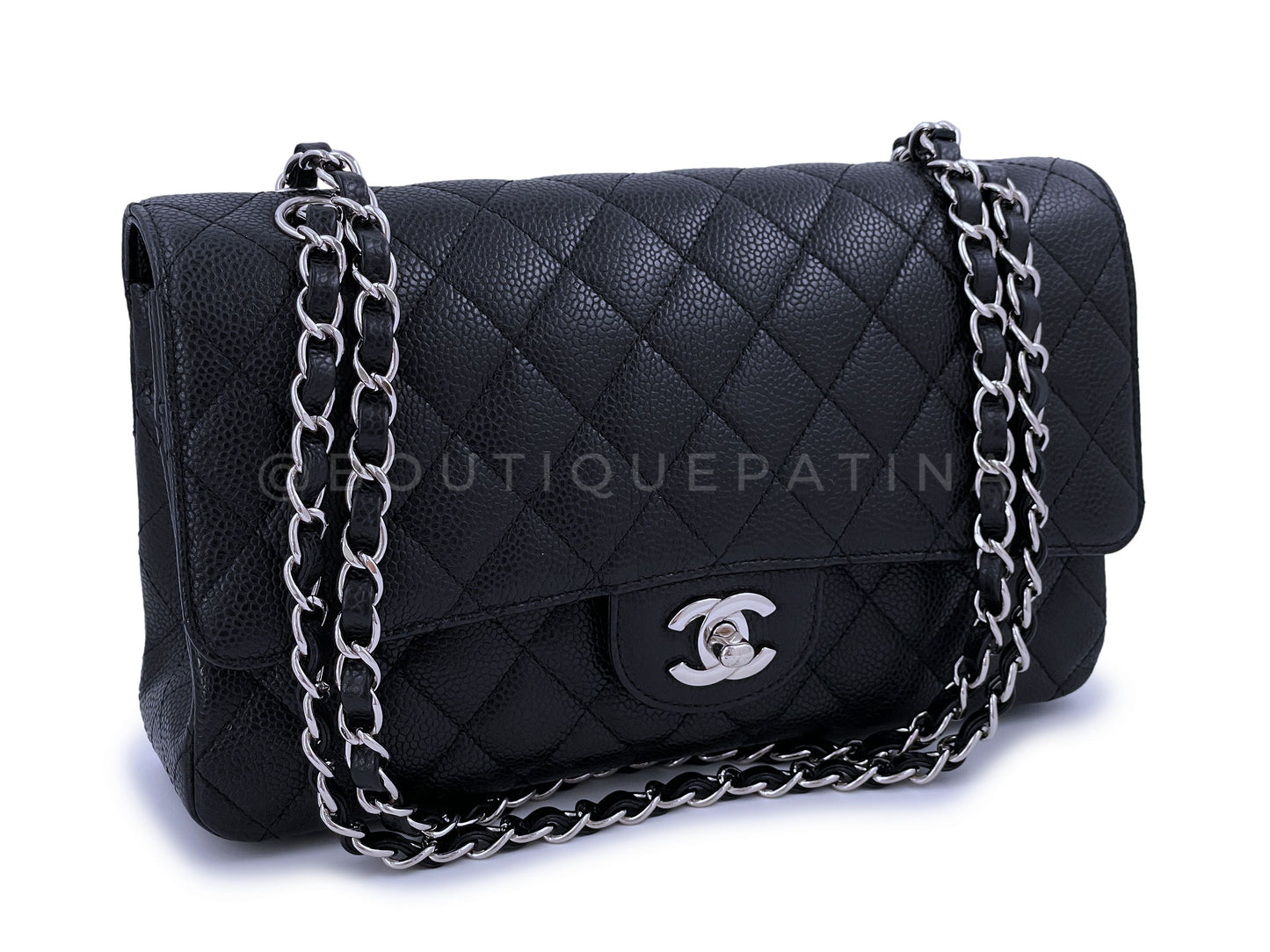 Chanel Black Caviar Medium Classic Double Flap Bag SHW 2U1