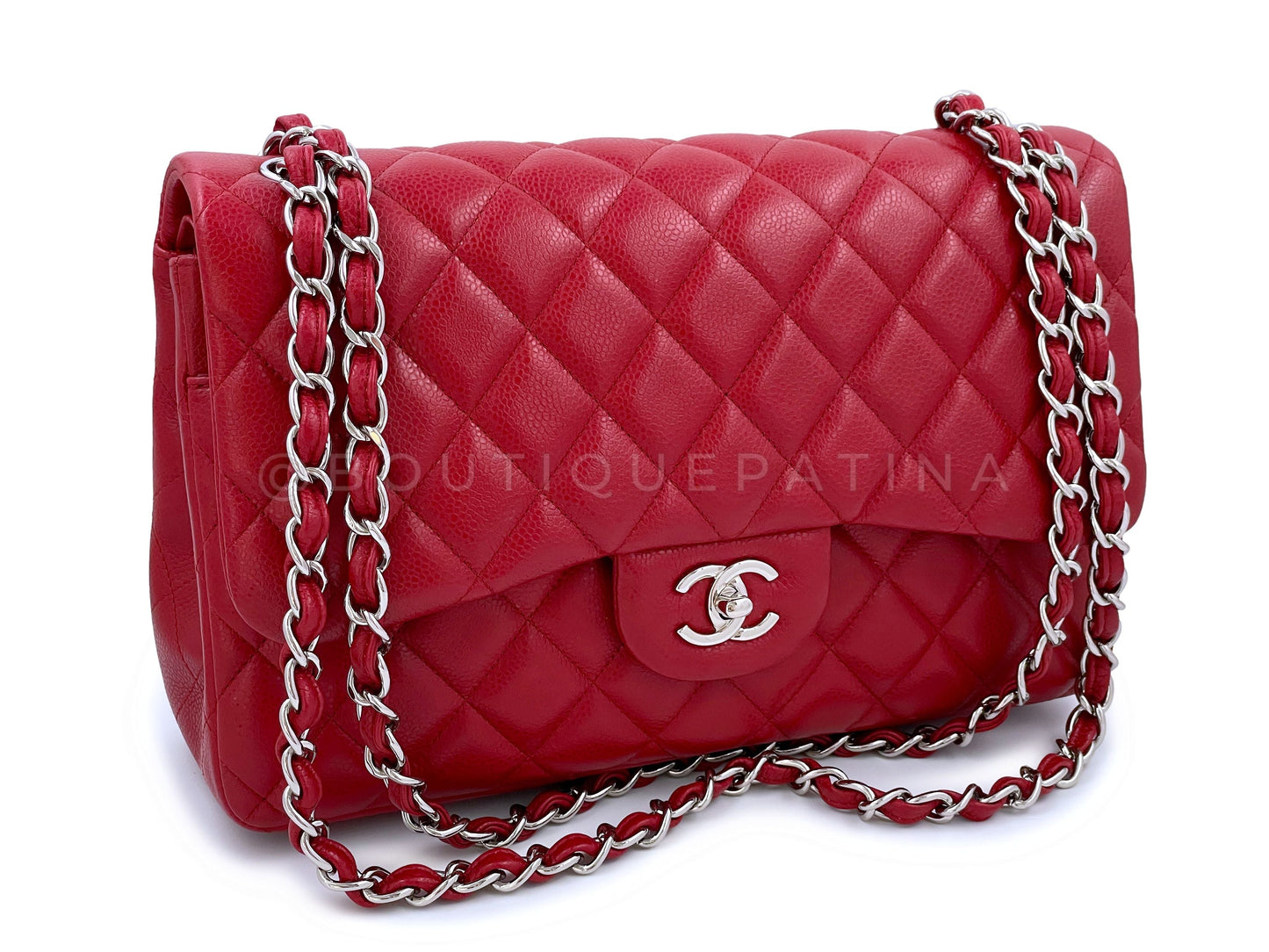 Chanel 11P Red Caviar Jumbo Classic Double Flap Bag SHW