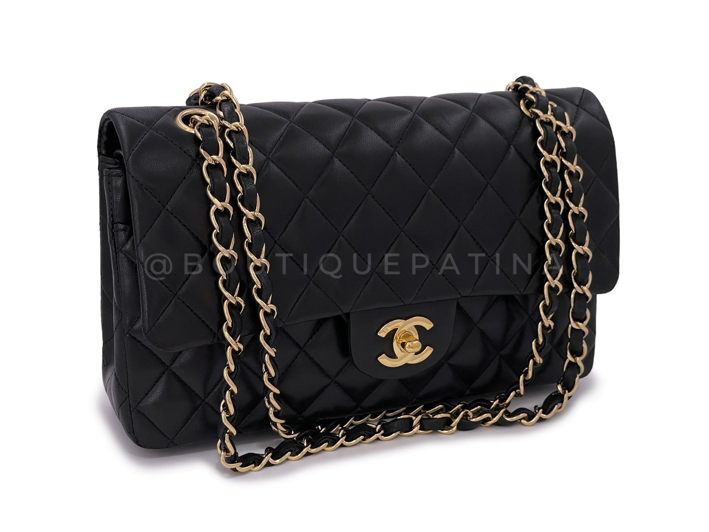 Chanel Vintage Black Medium Classic Double Flap Bag 24k GHW Lambskin