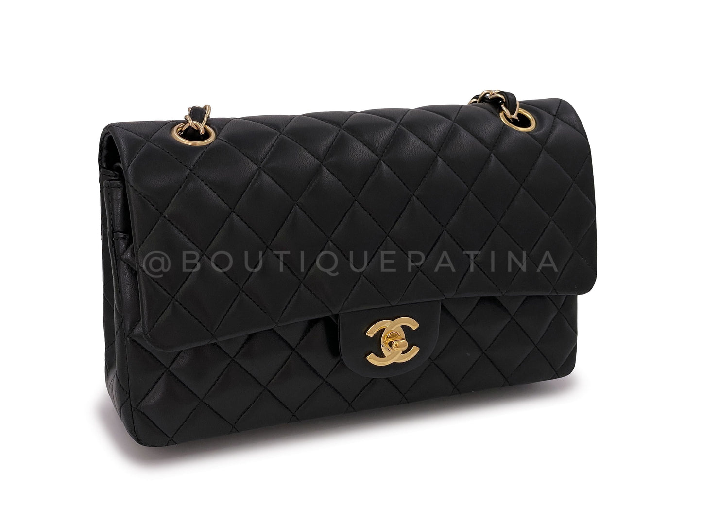 Chanel Vintage Black Medium Classic Double Flap Bag 24k GHW Lambskin