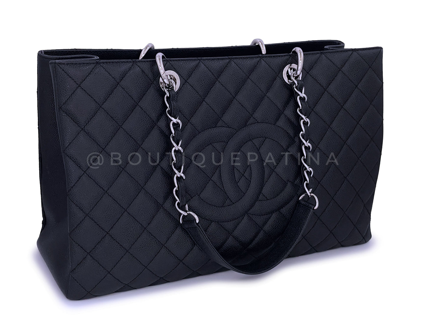 Chanel Black Caviar XL GST Grand Shopper Shopping Tote Bag SHW 2VM