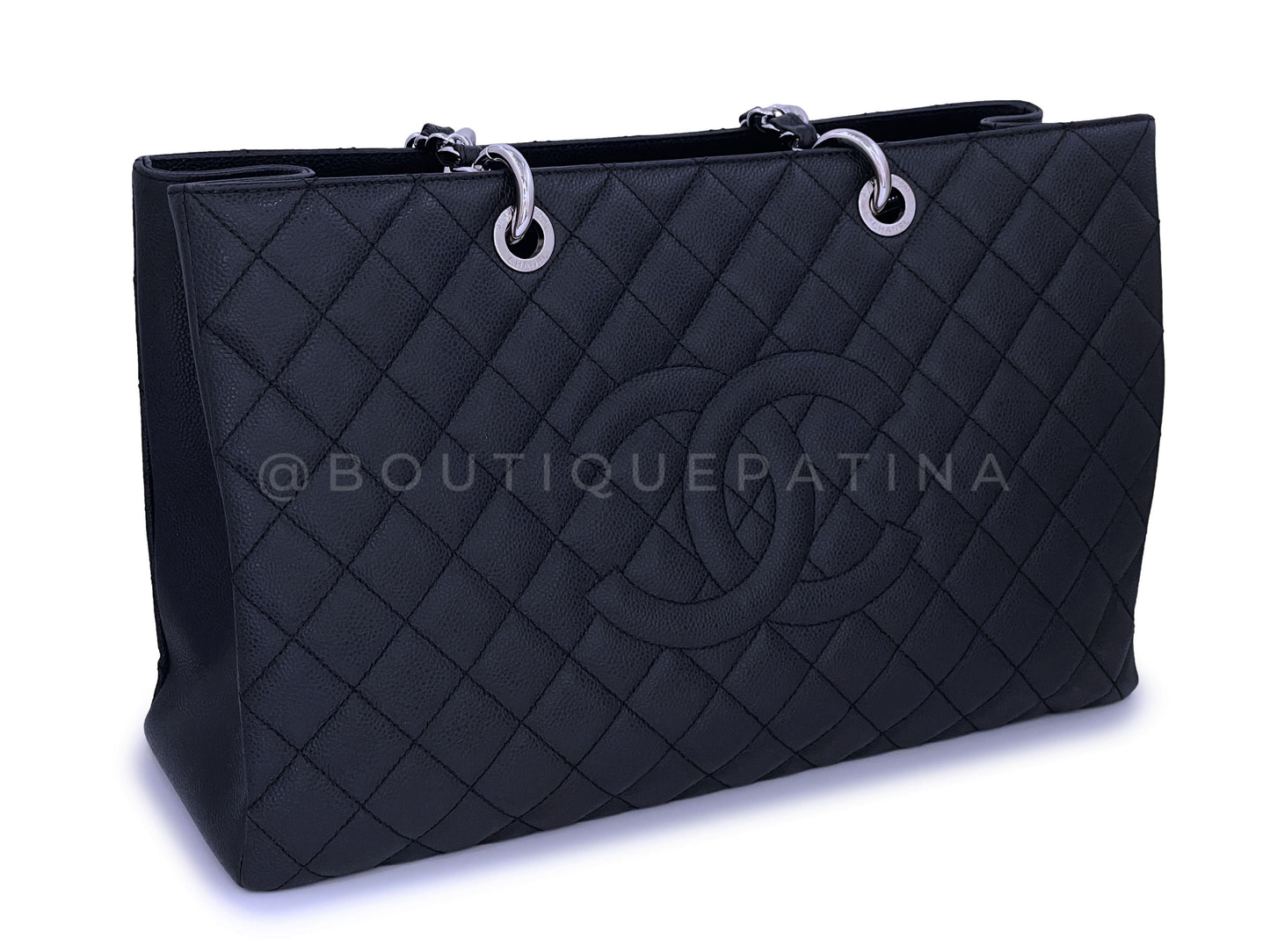 Chanel Black Caviar XL GST Grand Shopper Shopping Tote Bag SHW 2VM