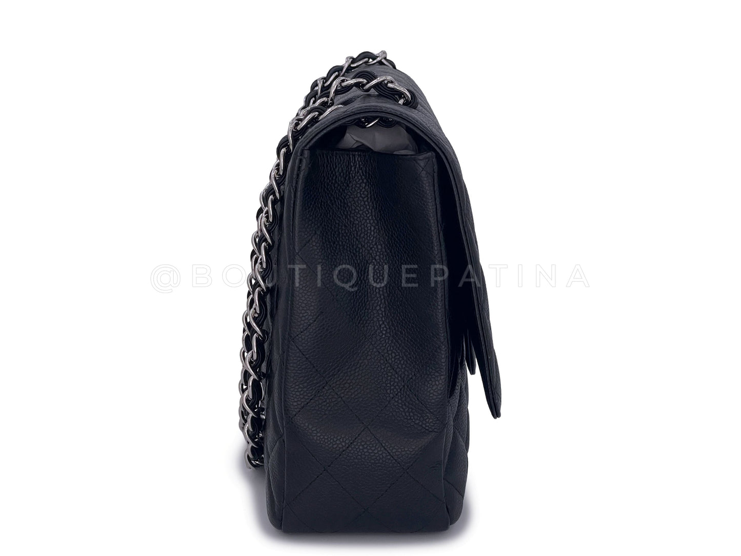 Chanel Black Caviar Maxi Classic Single Flap Bag SHW