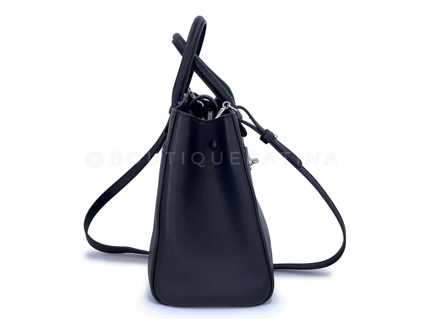 Chanel Black Calfskin Neo Executive Shopper Tote Bag w Strap Caviar