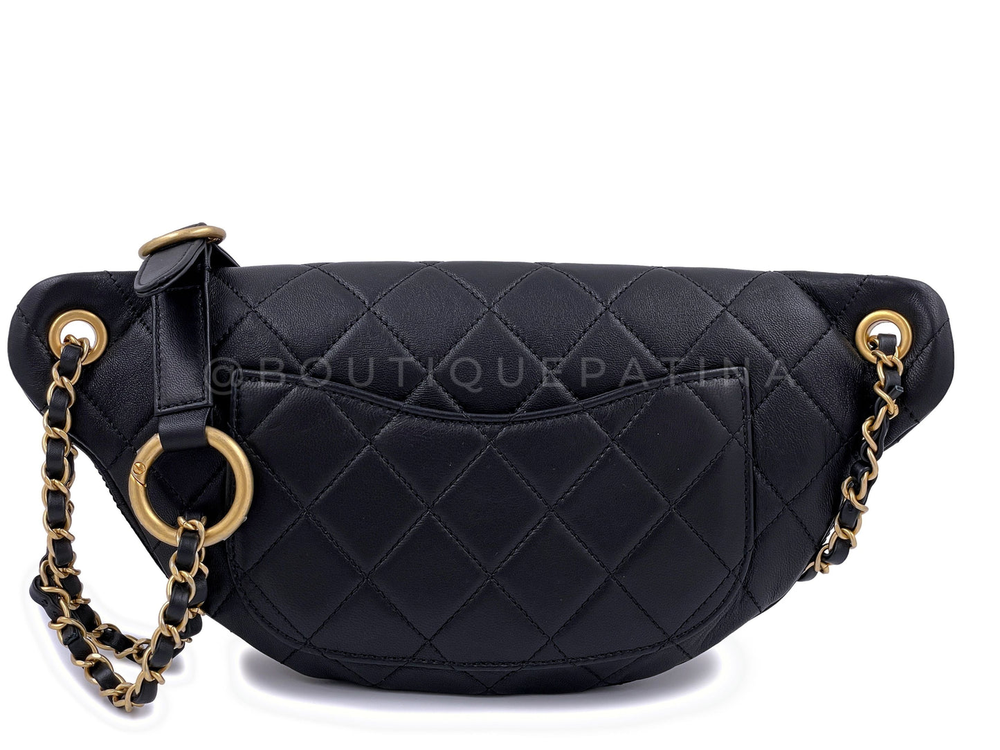 Limited Chanel 19A All About Chains Waist Bag Fanny Pack Black