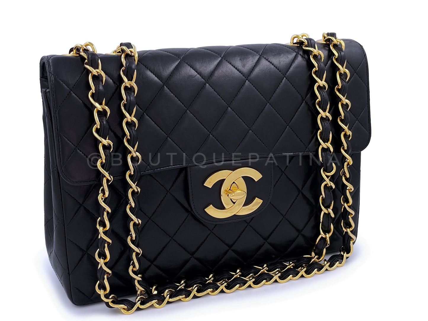 Chanel Vintage Black Jumbo Classic Flap Bag 24k GHW Lambskin