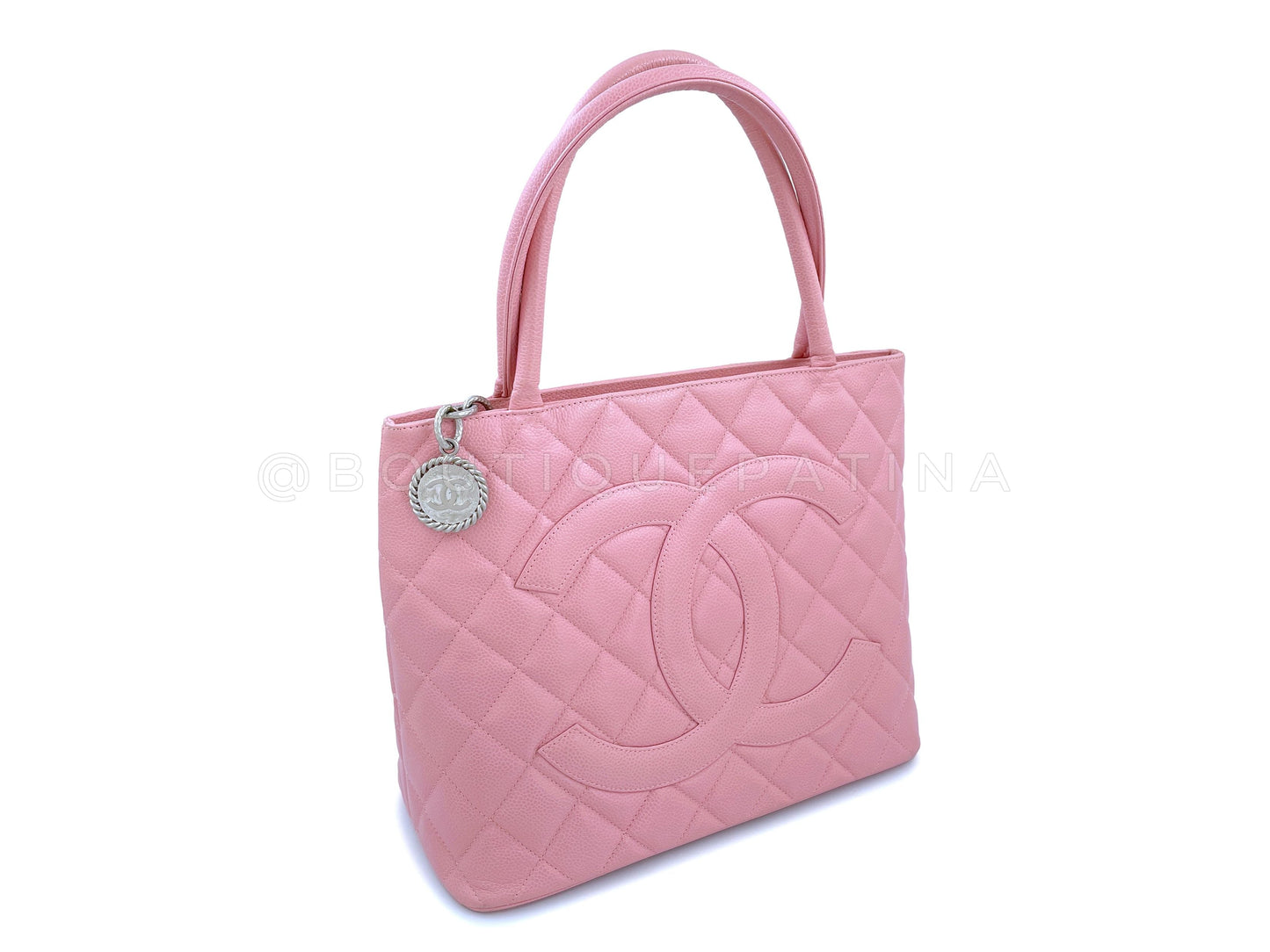 Chanel Vintage Caviar Medallion Tote Bag Sakura Pink