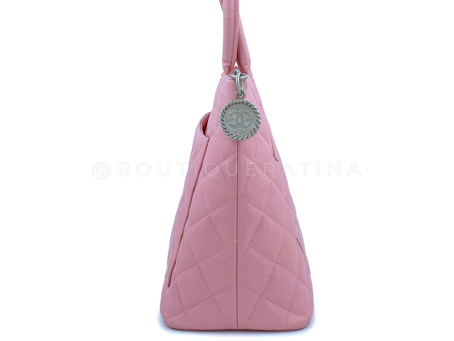 Chanel Vintage Caviar Medallion Tote Bag Sakura Pink