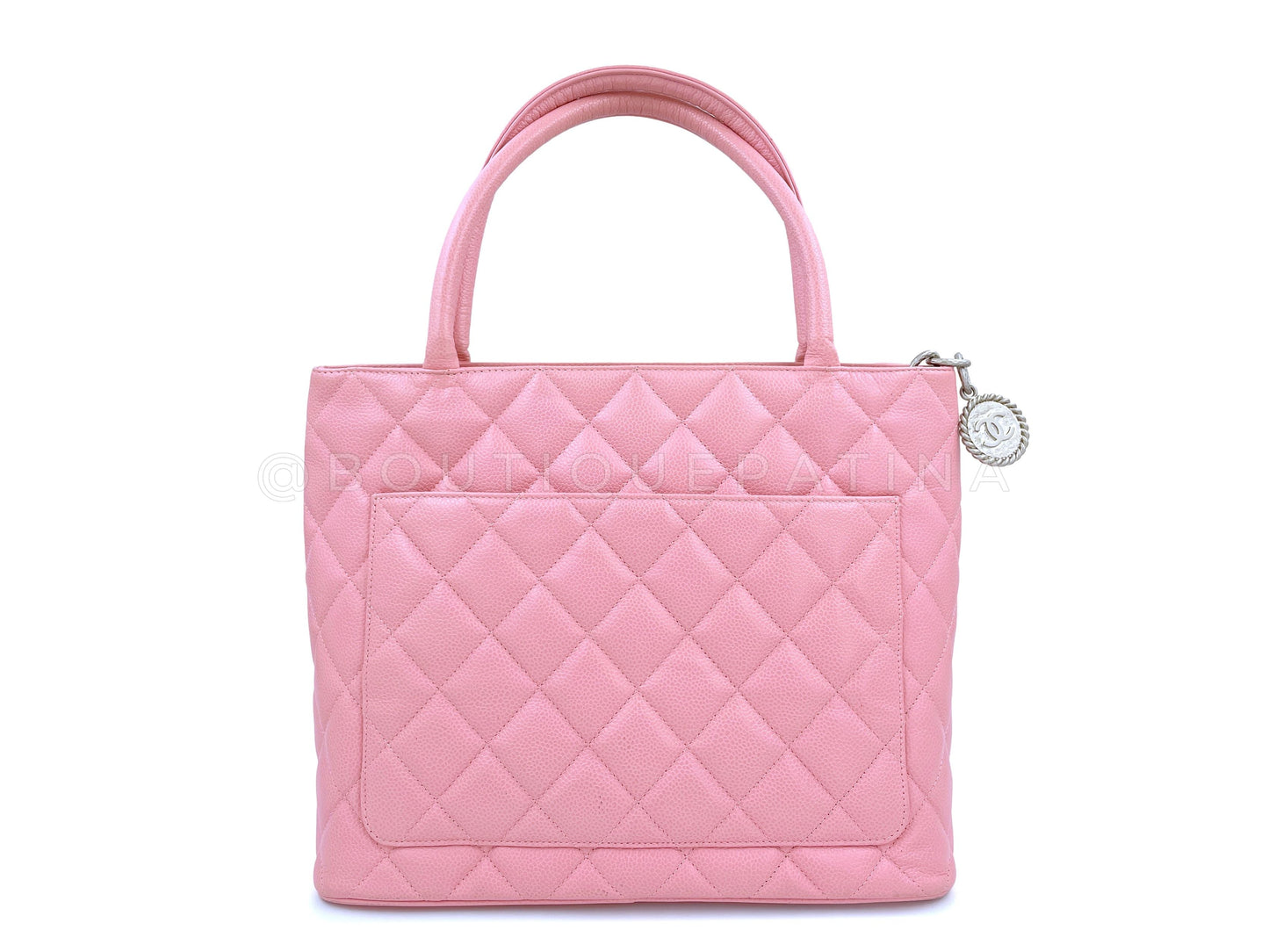 Chanel Vintage Caviar Medallion Tote Bag Sakura Pink
