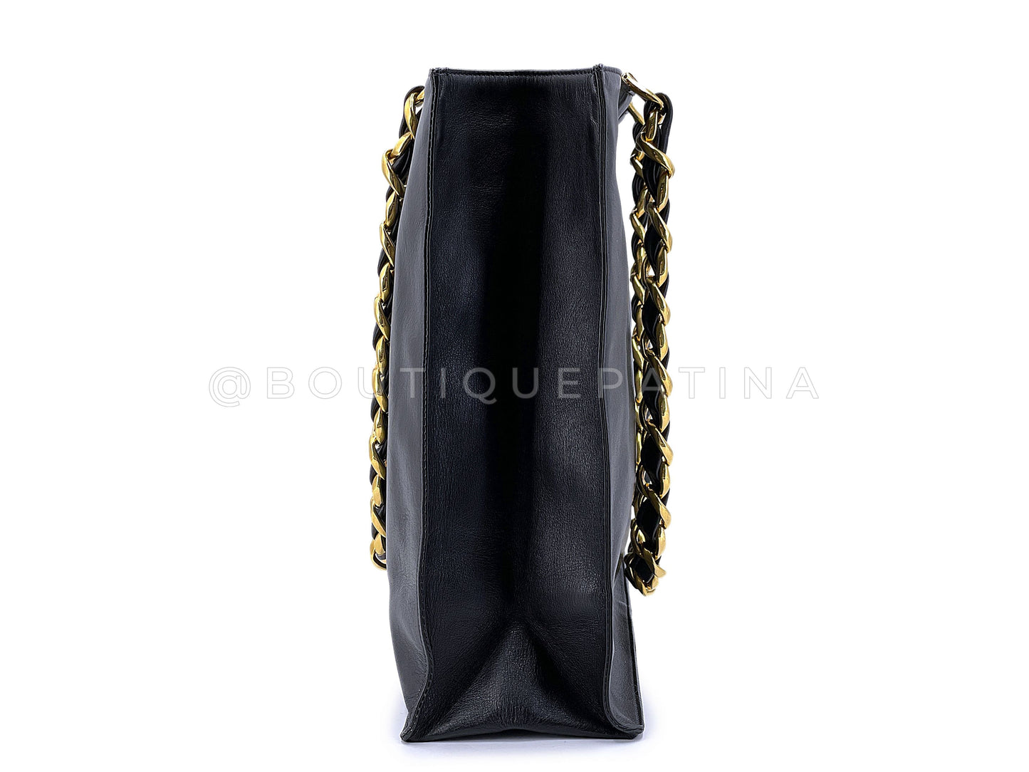 Chanel 1994 Vintage Black Chunky Chain Shopper Tote Bag 24k GHW AO8
