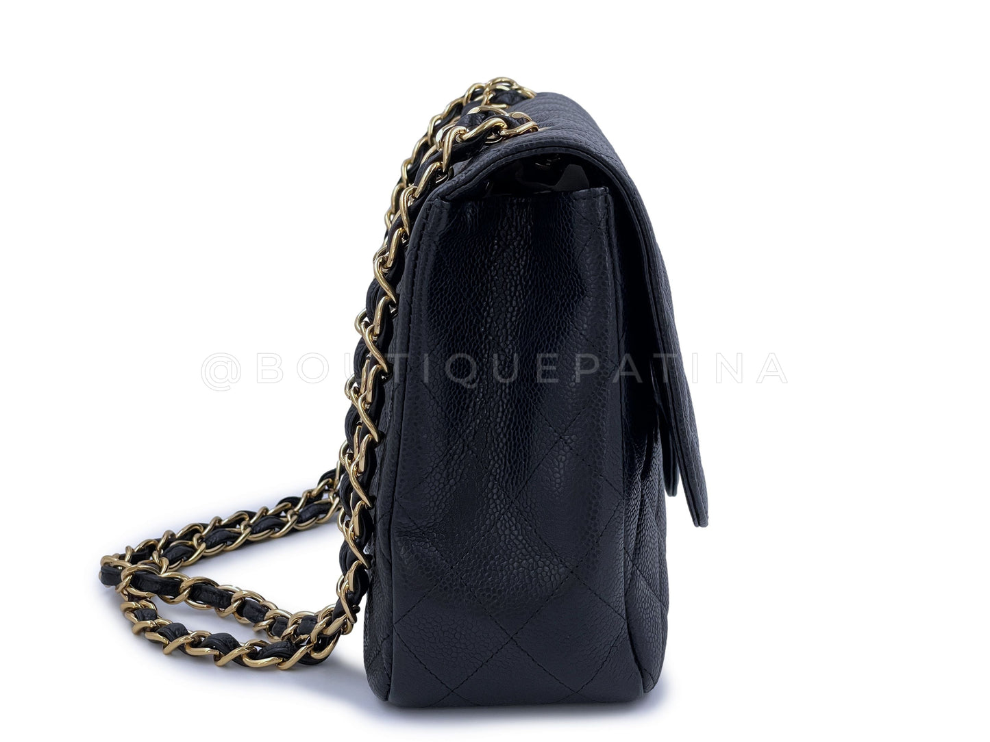 Chanel Black Caviar Jumbo Classic Flap Bag GHW Single