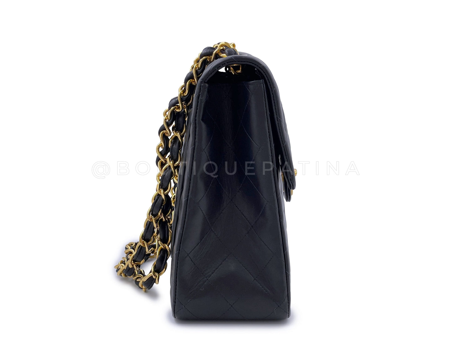 Chanel 1993 Vintage Black Lambskin Maxi Classic Flap Bag 24k GHW