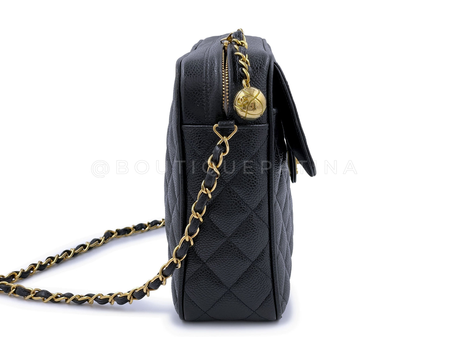 Chanel Vintage Black Caviar Flap Camera Case Bag 24k GHW