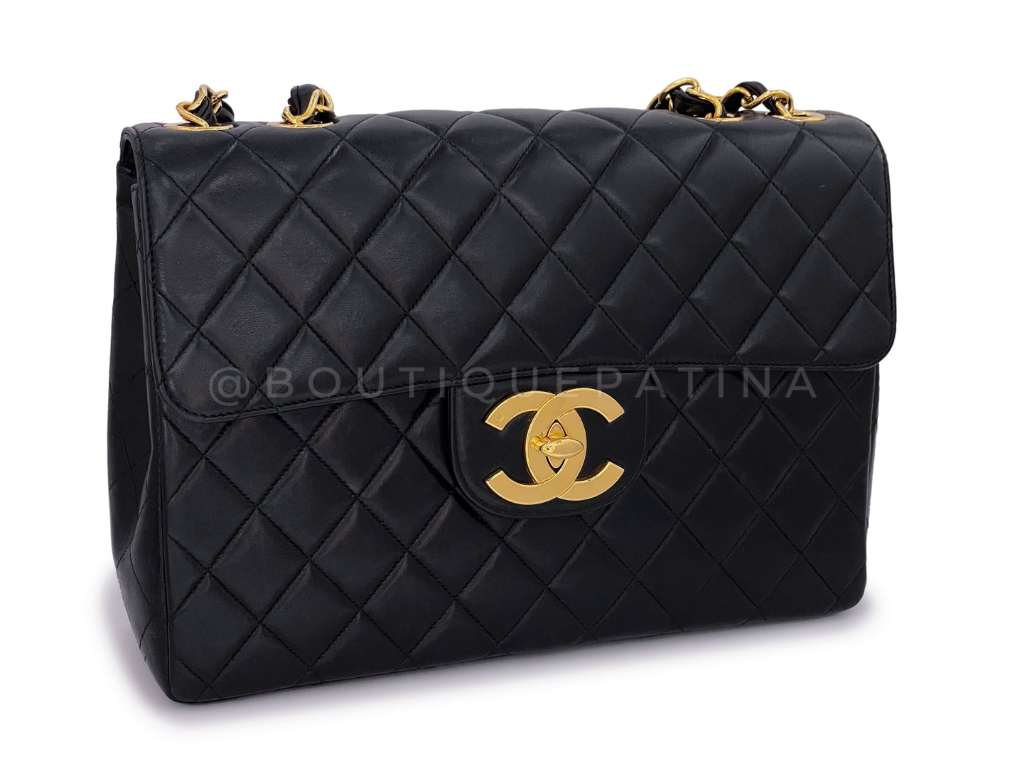 Chanel Vintage Black Jumbo Classic Flap Bag 24k GHW