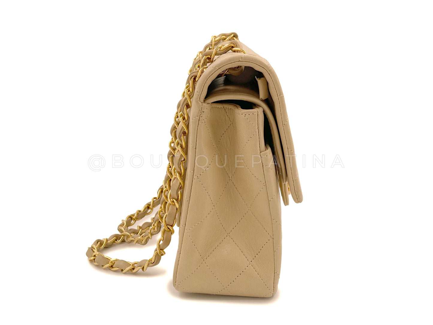 Chanel 1996 Vintage Beige Medium Classic Double Flap Bag 24k GHW