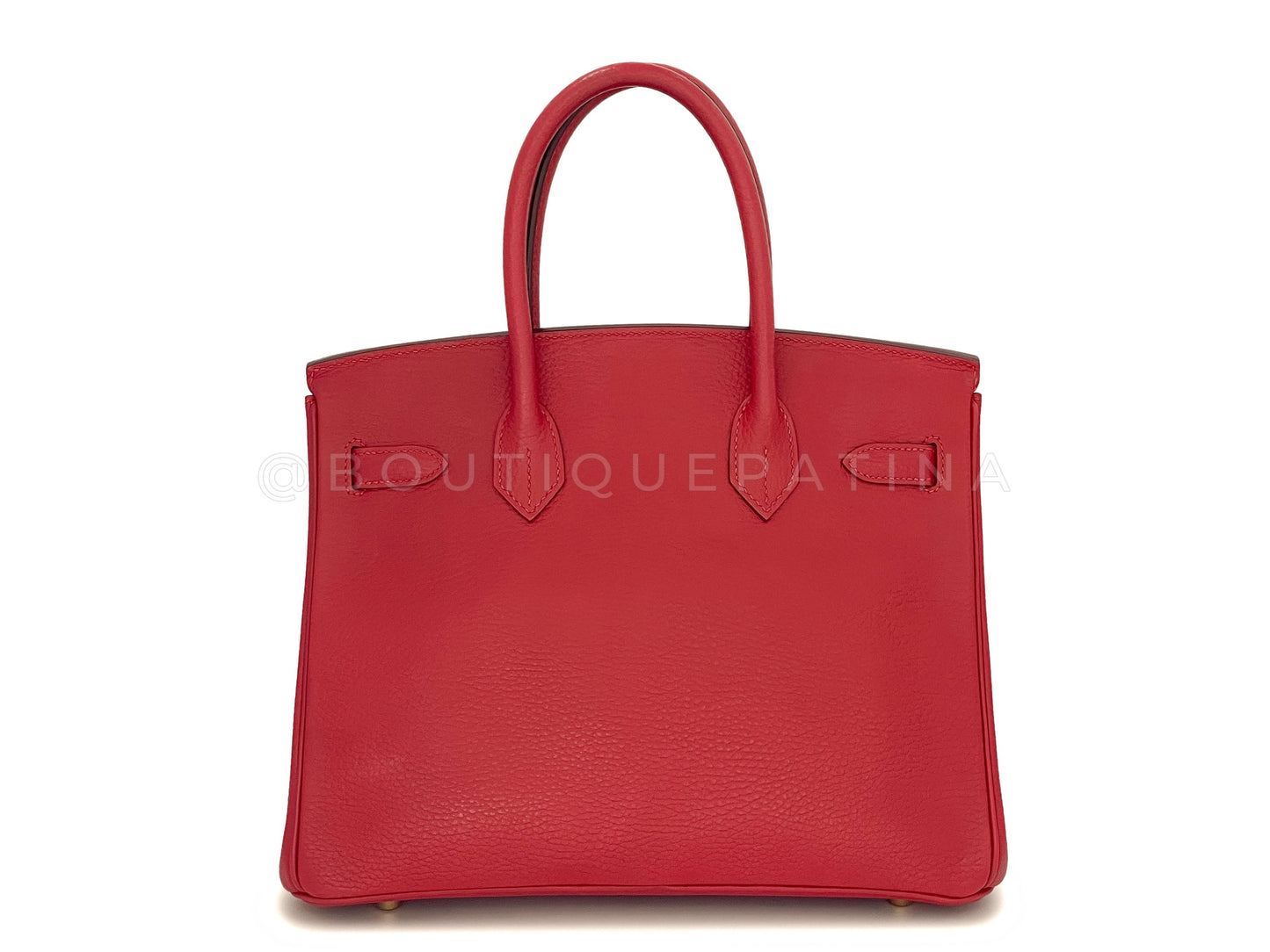 Hermes Rouge Vermillion Ardennes 30cm Birkin Bag GHW Red