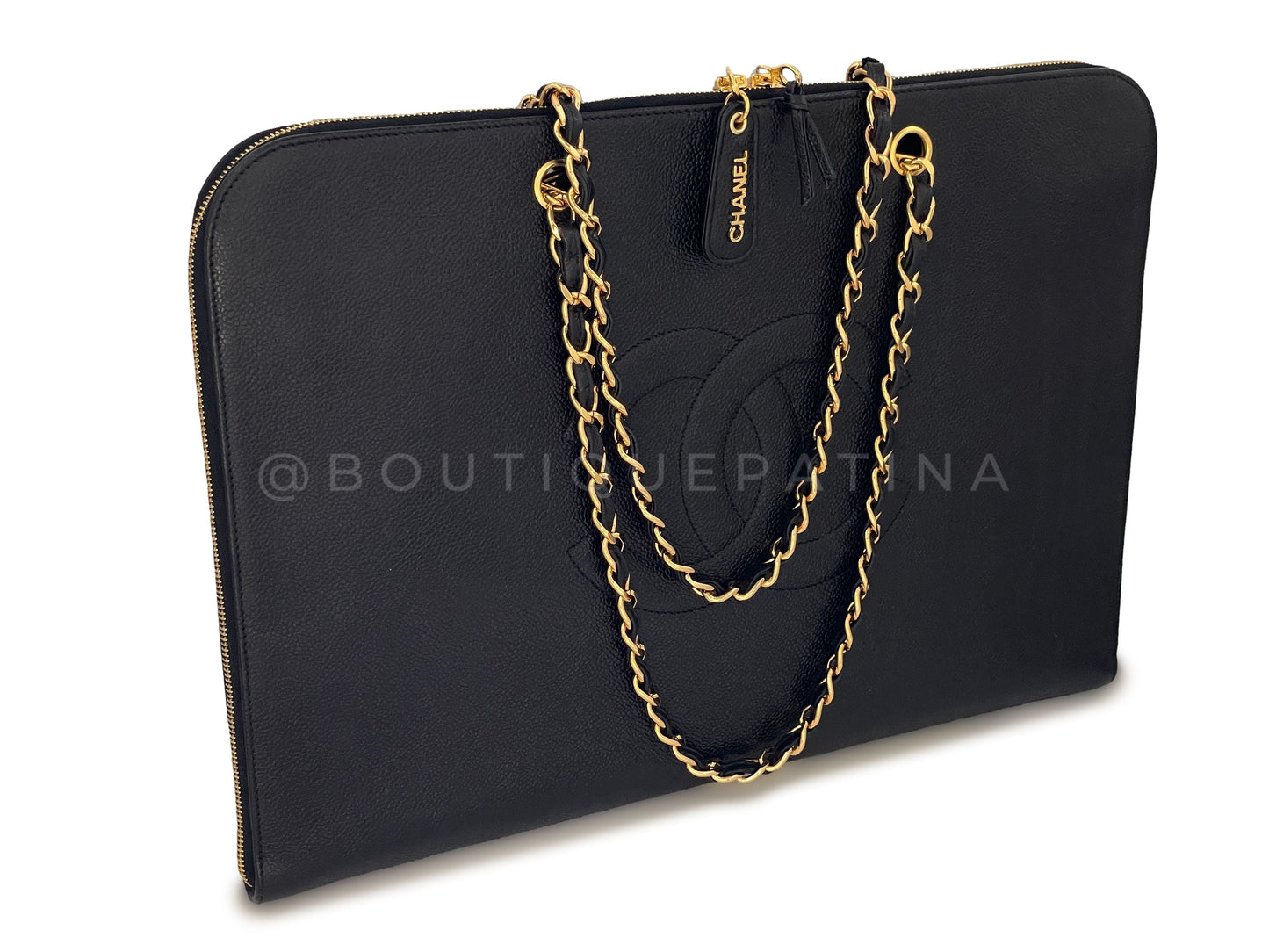 Chanel Vintage Black Caviar Portfolio Work Tote Bag 24k GHW