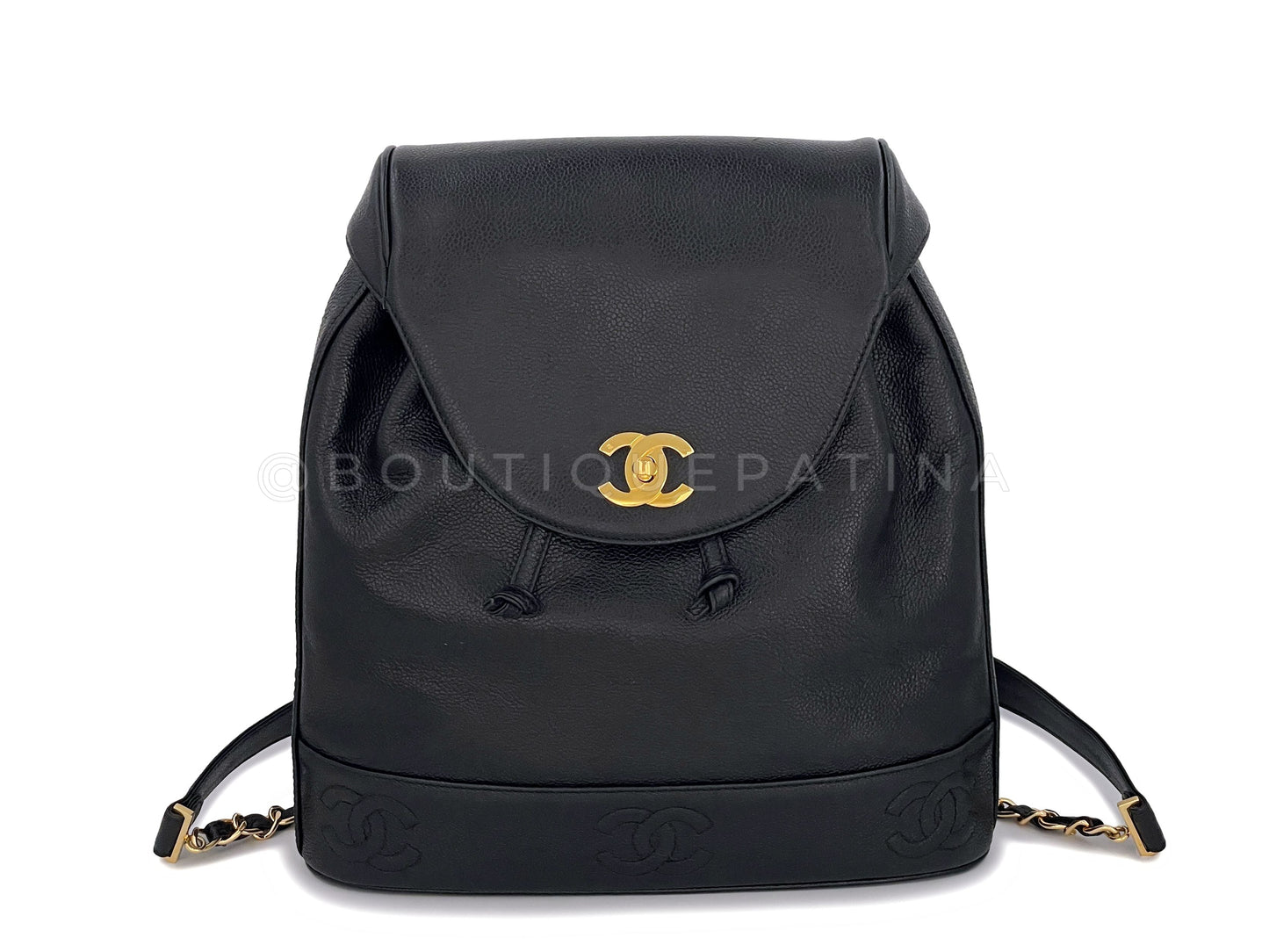 Chanel Vintage Black Caviar Backpack Bag 24k GHW