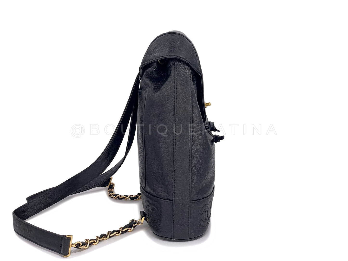 Chanel Vintage Black Caviar Backpack Bag 24k GHW