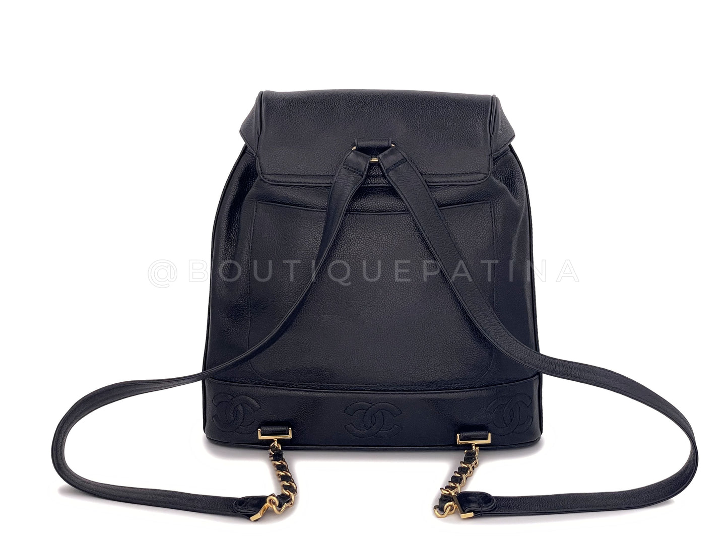 Chanel Vintage Black Caviar Backpack Bag 24k GHW