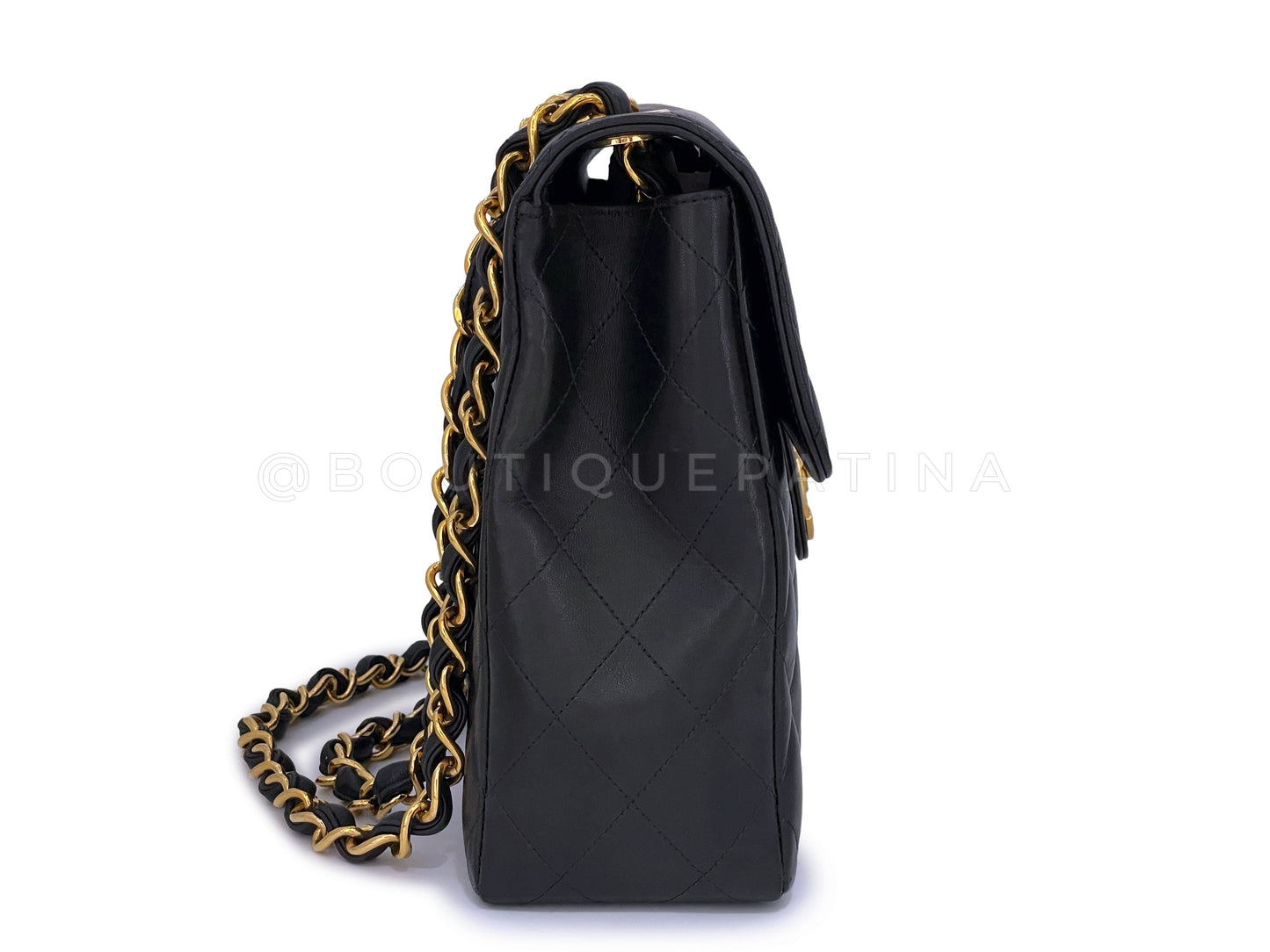 Chanel 1997 Vintage Black Jumbo Classic Flap Bag 24k GHW Lambskin