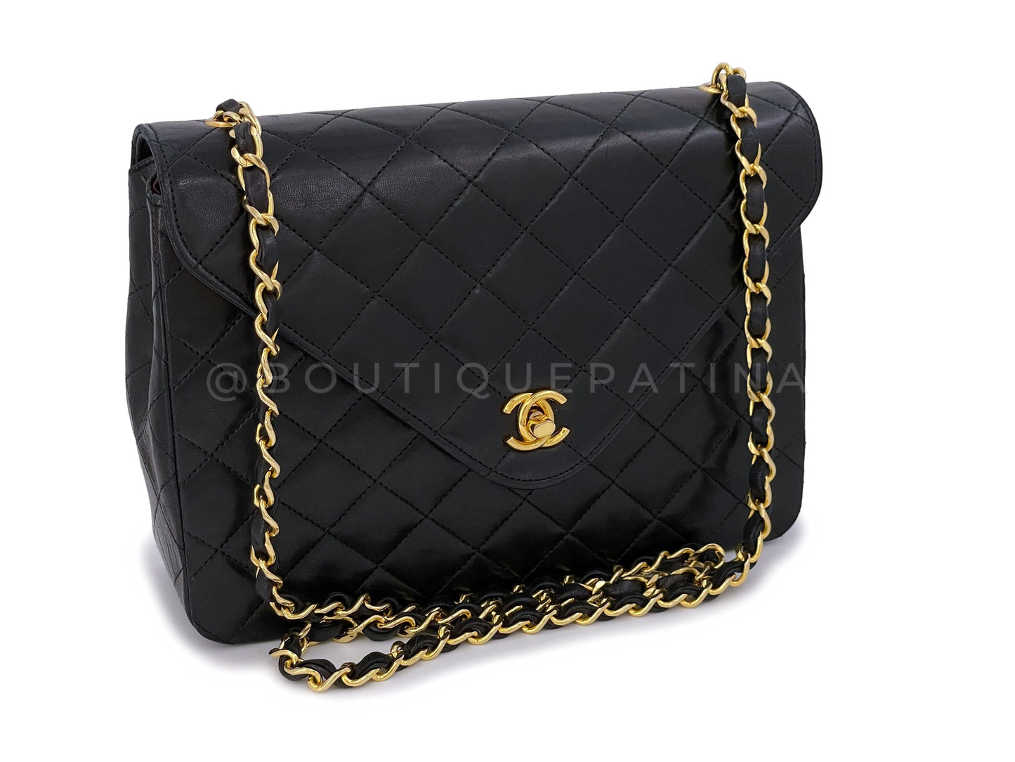 Chanel 1988 Vintage Black Envelope Quilted Flap Bag 24k GHW