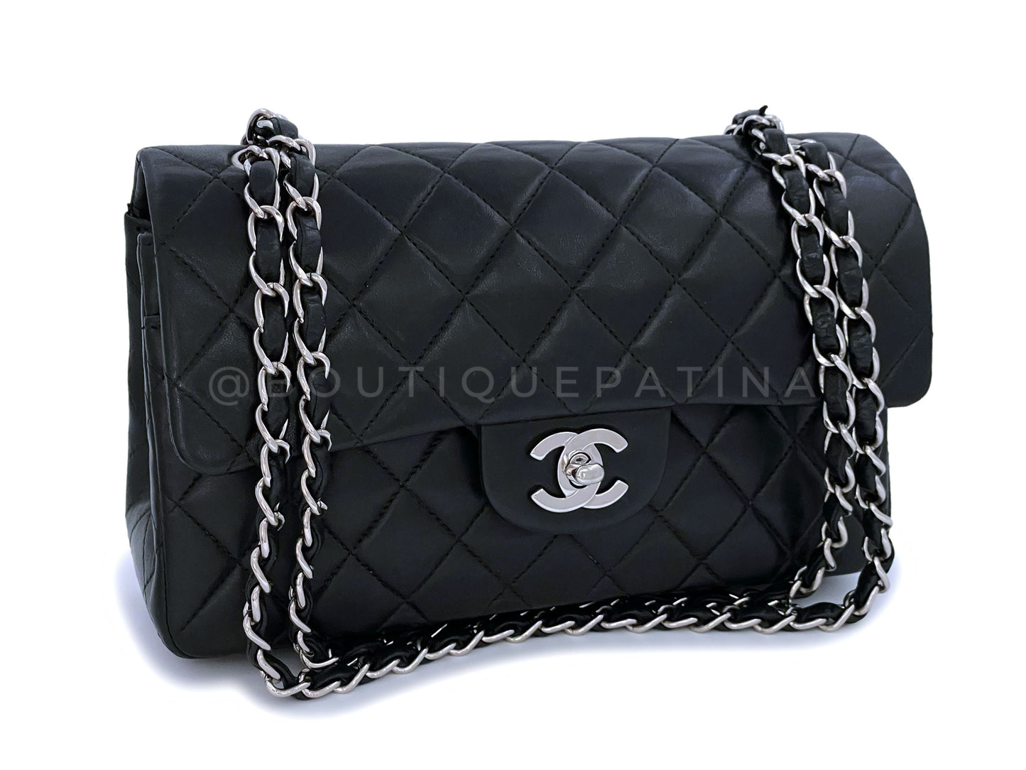 Chanel 2001 Vintage Black Small Classic Double Flap Bag SHW Lambskin