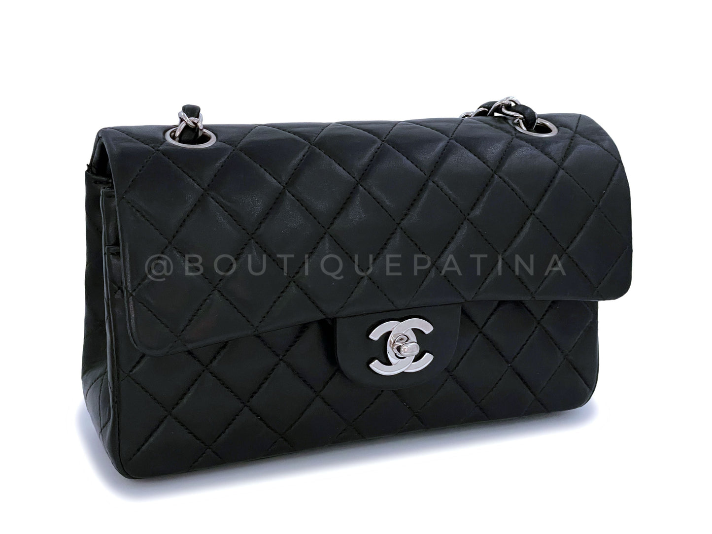 Chanel 2001 Vintage Black Small Classic Double Flap Bag SHW Lambskin