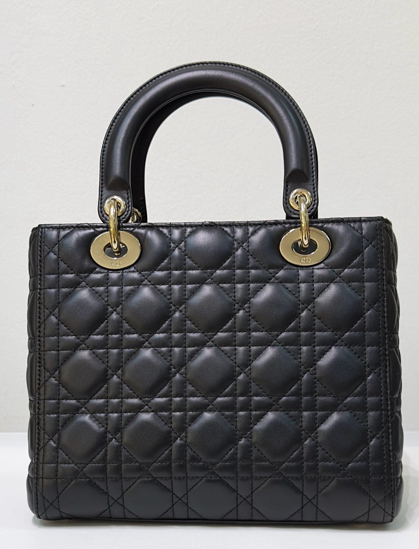 Christian Dior Lambskin Cannage Medium Lady Dior Black GHW